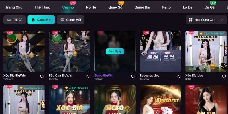 Trò chơi casino vô cùng hấp dẫn